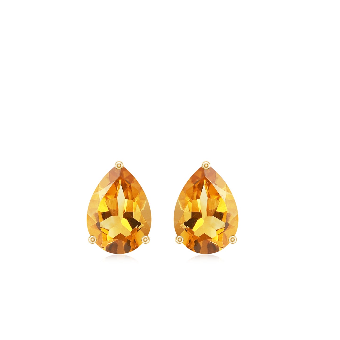 Natural Pear Shape Citrine November Birthstone Stud Earrings