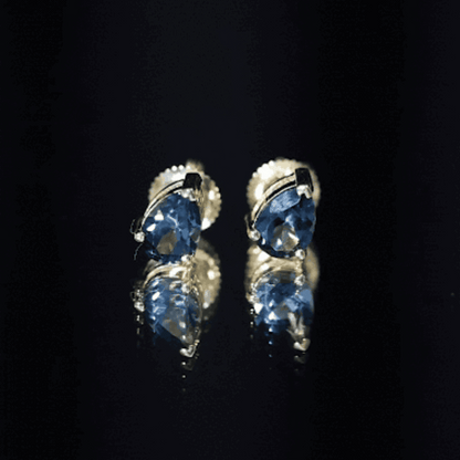 1.5 Carat Pear Shape London Blue Topaz Teardrop Stud Earrings