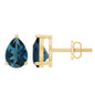 1.5 Carat Pear Shape London Blue Topaz Teardrop Stud Earrings