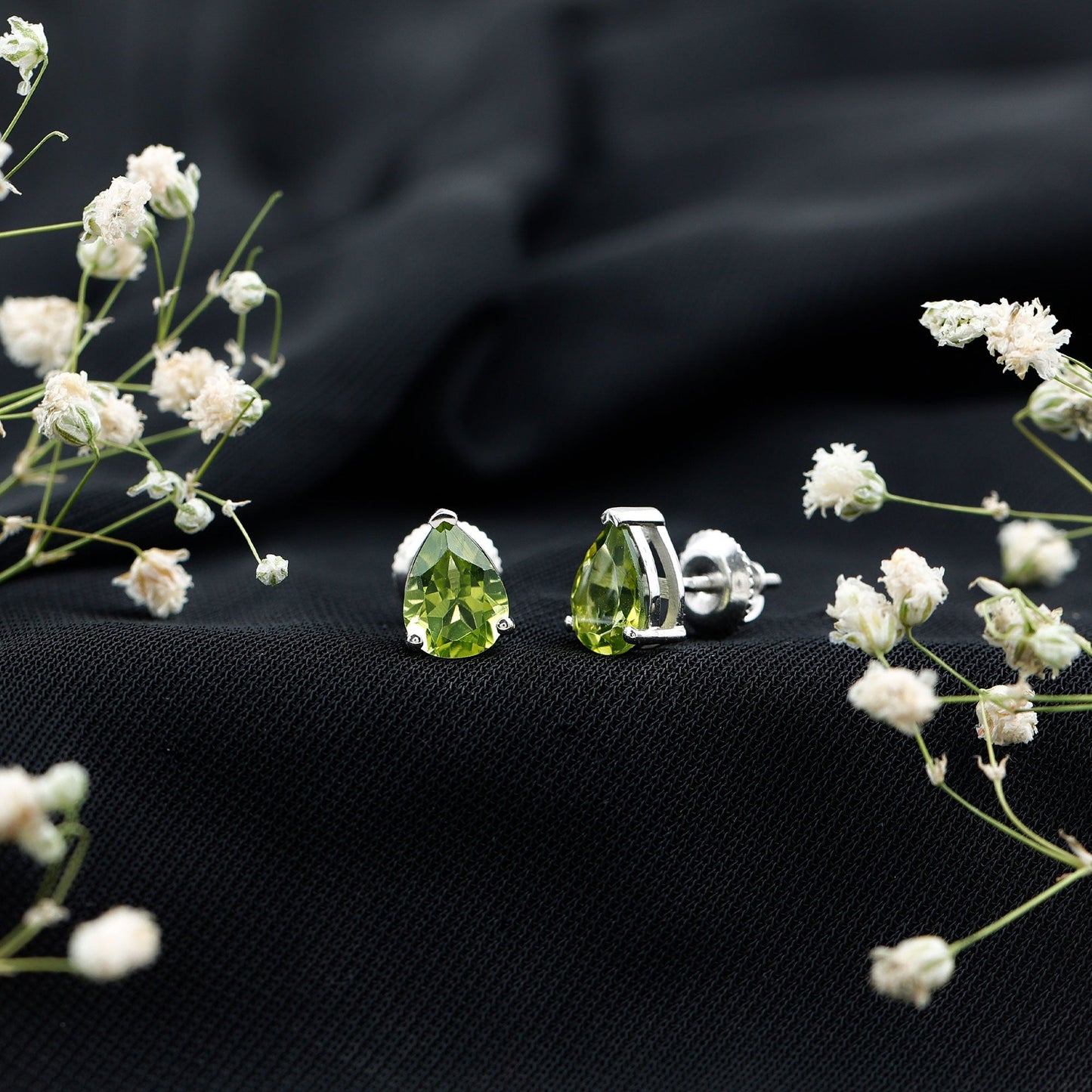 Natural Pear Shape 2 Carat Peridot August Birthstone Earrings