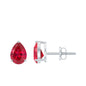 Solitaire 1.5 Carat Pear Shaped Lab Created Ruby Stud Earrings