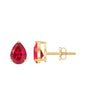Solitaire 1.5 Carat Pear Shaped Lab Created Ruby Stud Earrings