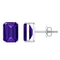 2.8 Carat Emerald Cut Amethyst Solitaire Stud Earrings