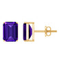 2.8 Carat Emerald Cut Amethyst Solitaire Stud Earrings