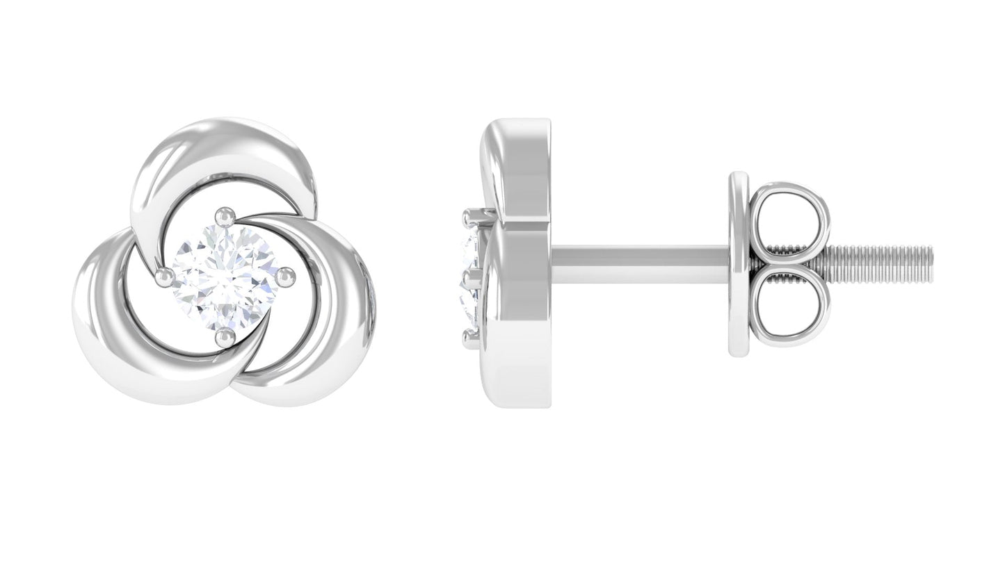Diamond Swirl Stud Earring with Screw Back
