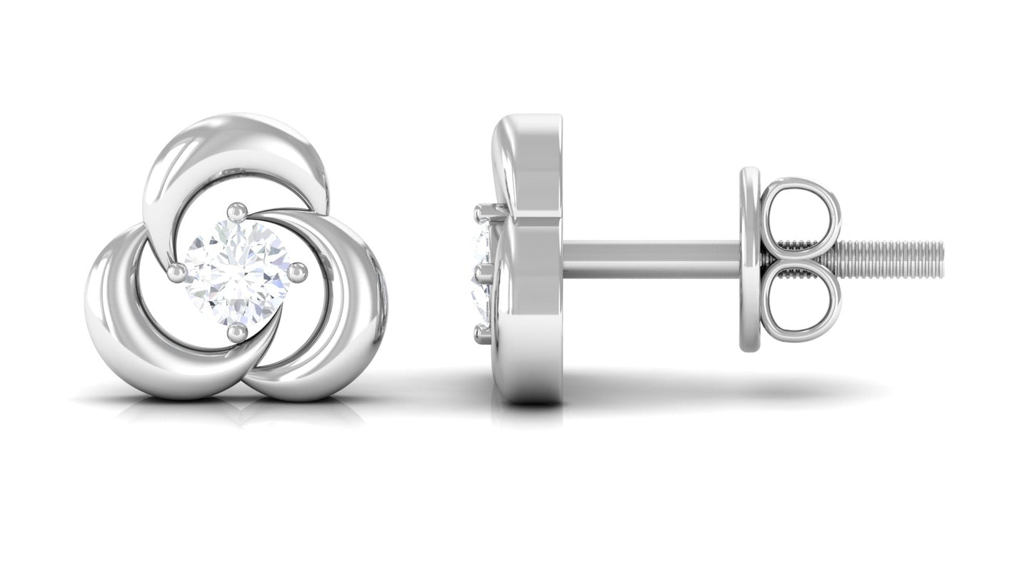 Diamond Swirl Stud Earring with Screw Back