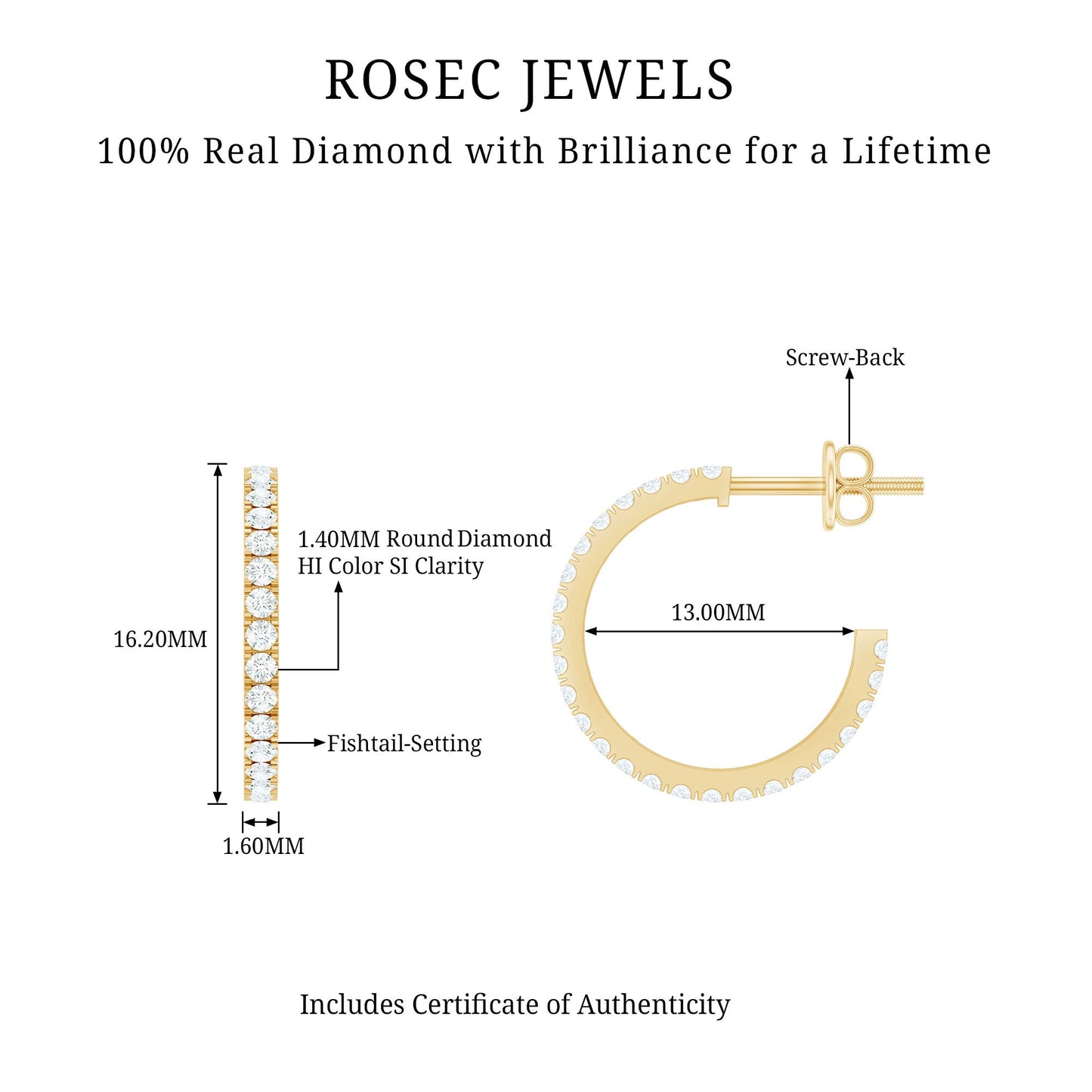 Round Shaped Diamond Hoop Earrings