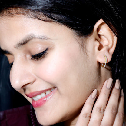 Round Shaped Diamond Hoop Earrings