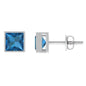 2 CT Princess Cut London Blue Topaz Solitaire Stud Earrings