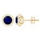 Real 1.9 Carat Blue Sapphire and Diamond Halo Stud Earrings