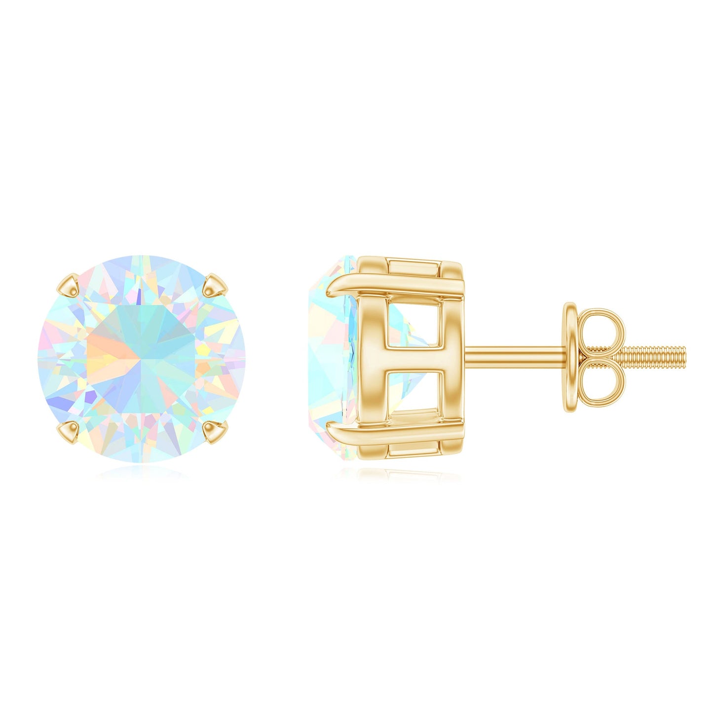 4 Carat Round Cut Ethiopian Opal Solitaire Stud Earrings for Women