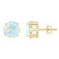 4 Carat Round Cut Ethiopian Opal Solitaire Stud Earrings for Women