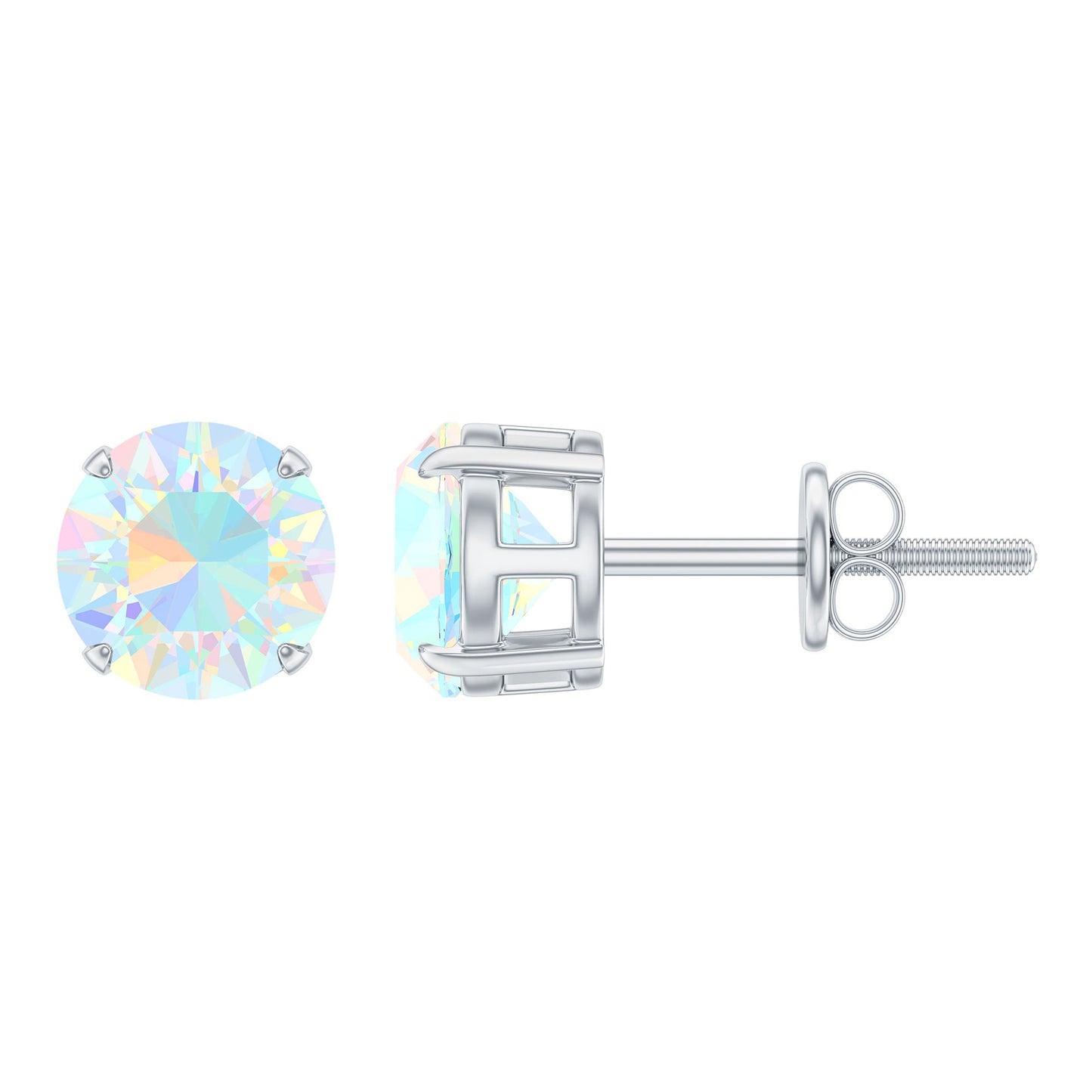 1.6 Carat Solitaire Ethiopian Opal Stud Earrings in Silver