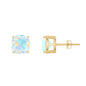 3.7 Carat Cushion Cut Ethiopian Opal Solitaire Stud Earrings