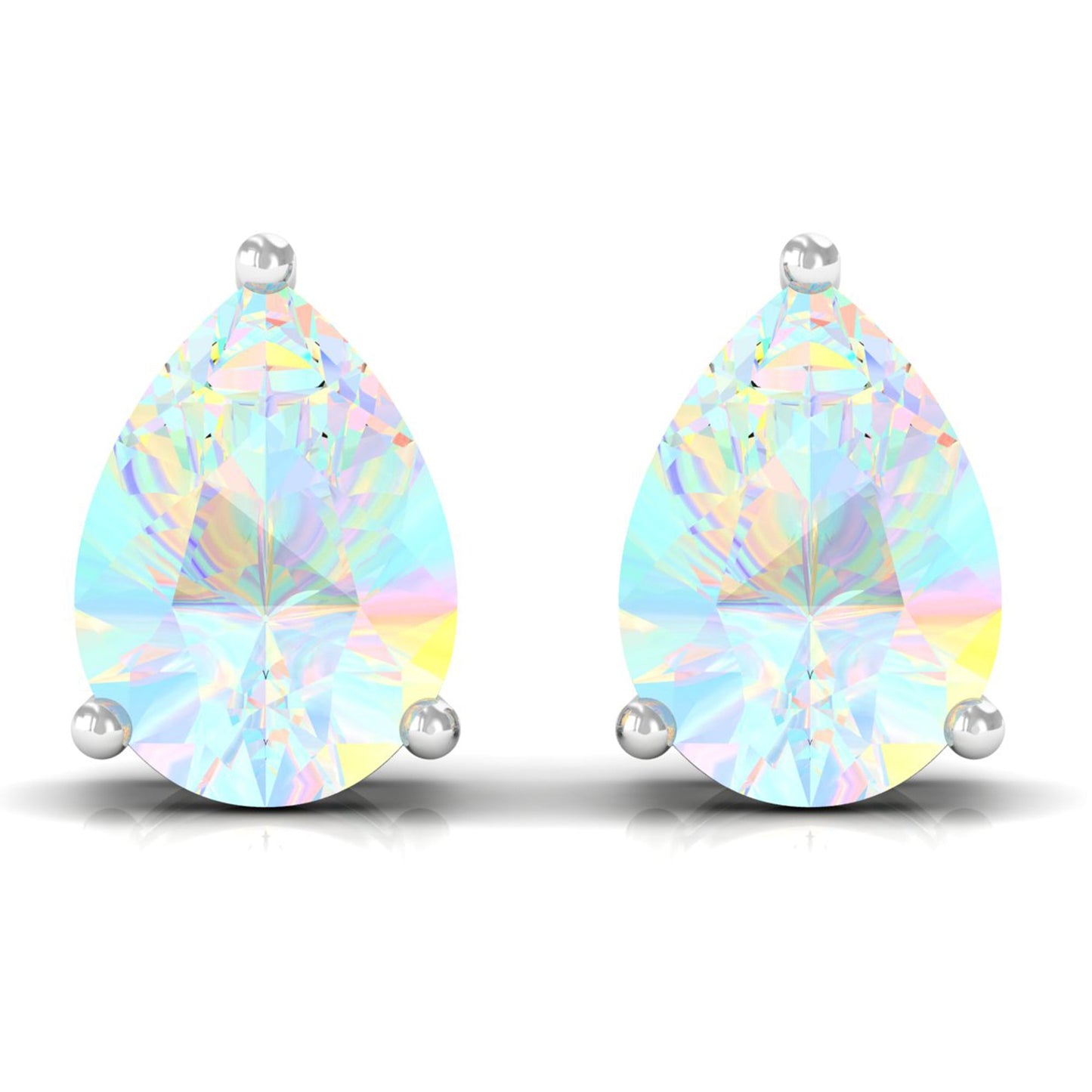 Pear Cut Ethiopian Opal Solitaire Stud Earrings in Gold