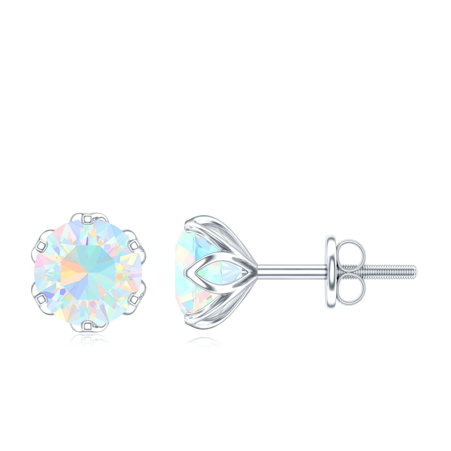 1.6 Carat Round Ethiopian Opal Solitaire Stud Earrings For Her