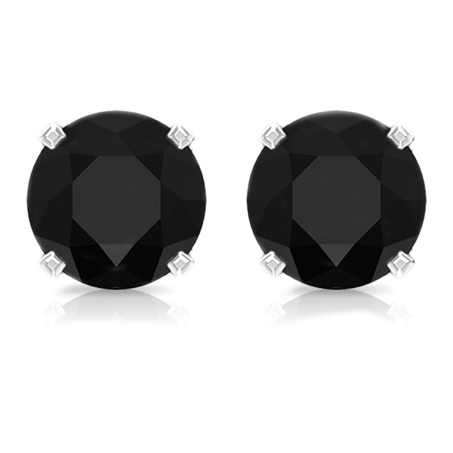 Genuine Black Onyx Diamond Stud Earrings with Certificate