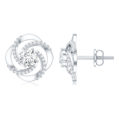 1 CT Round Shape Moissanite Swirl Stud Earrings