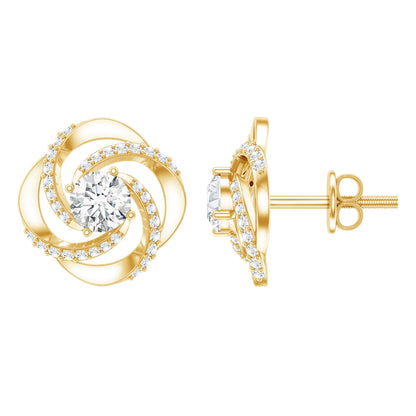 1 CT Round Shape Moissanite Swirl Stud Earrings