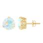 4 Carat Ethiopian Opal Solitaire Stud Earrings in Double Prong Setting