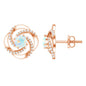 Genuine Ethiopian Opal and Diamond Swirl Stud Earrings
