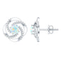 Genuine Ethiopian Opal and Diamond Swirl Stud Earrings