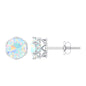 Natural Ethiopian Opal Crown Stud Earrings with Screw Back