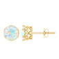 Natural Ethiopian Opal Crown Stud Earrings with Screw Back