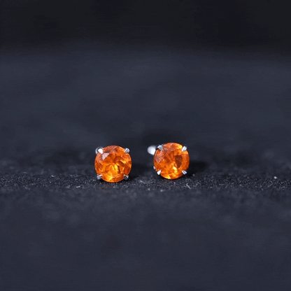 Fire Opal Stud Earrings with Screw on Backs