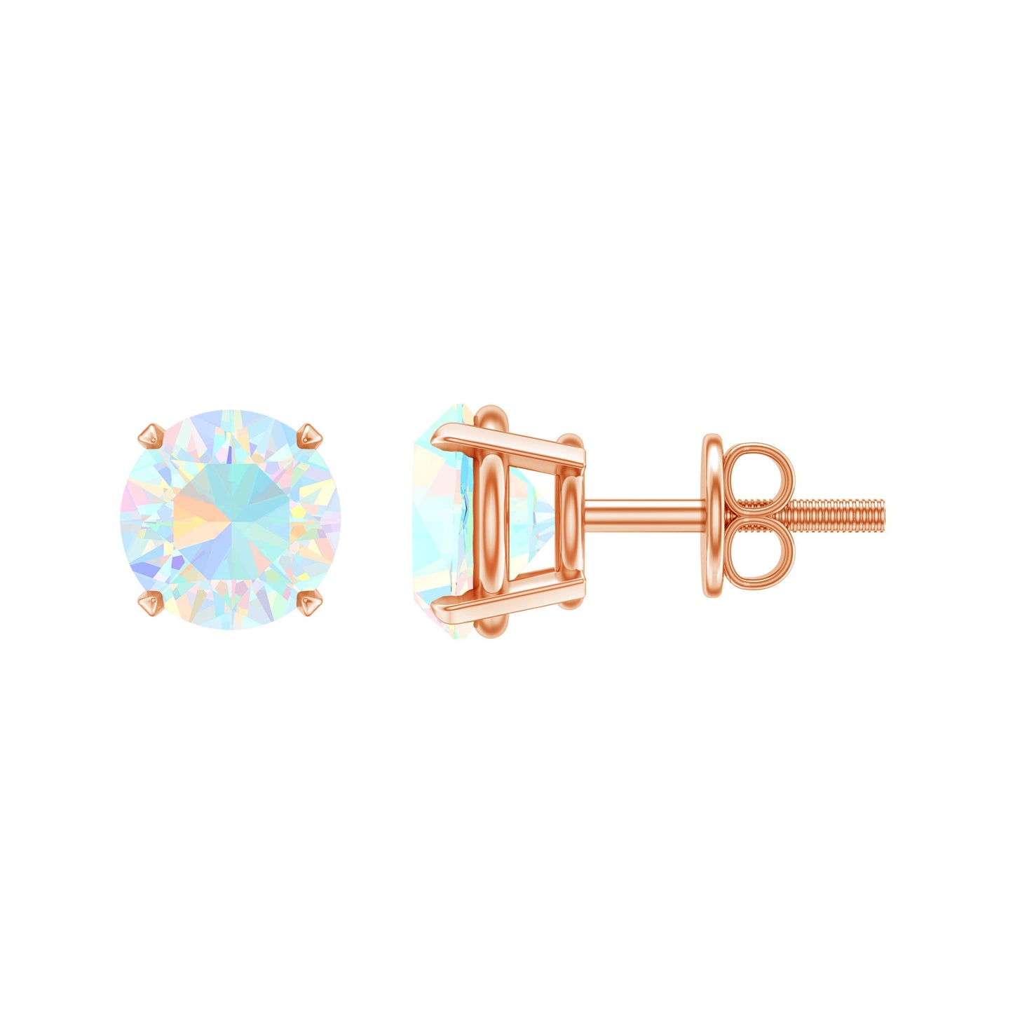 Real Ethiopian Opal Solitaire Stud Earrings