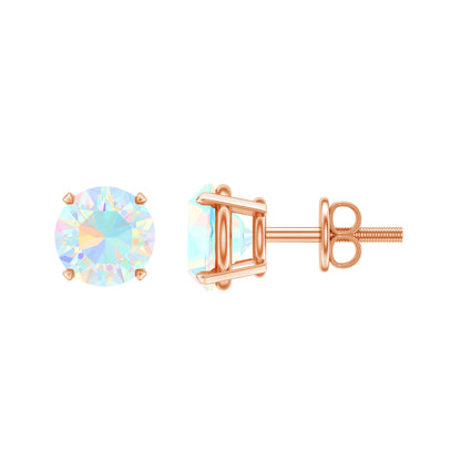 Real Ethiopian Opal Solitaire Stud Earrings