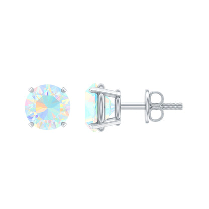Real Ethiopian Opal Solitaire Stud Earrings