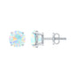Real Ethiopian Opal Solitaire Stud Earrings