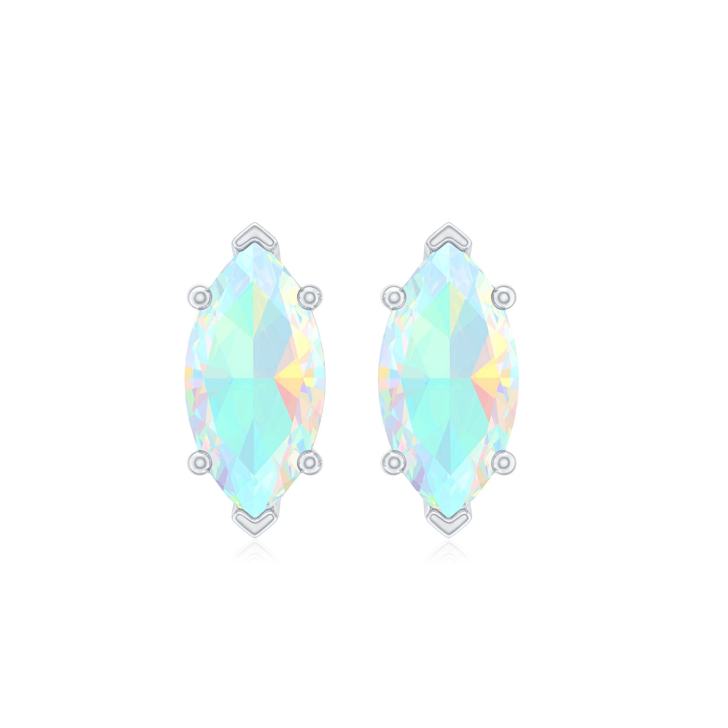 Certified Real Marquise Ethiopian Opal Earrings with Screw Back