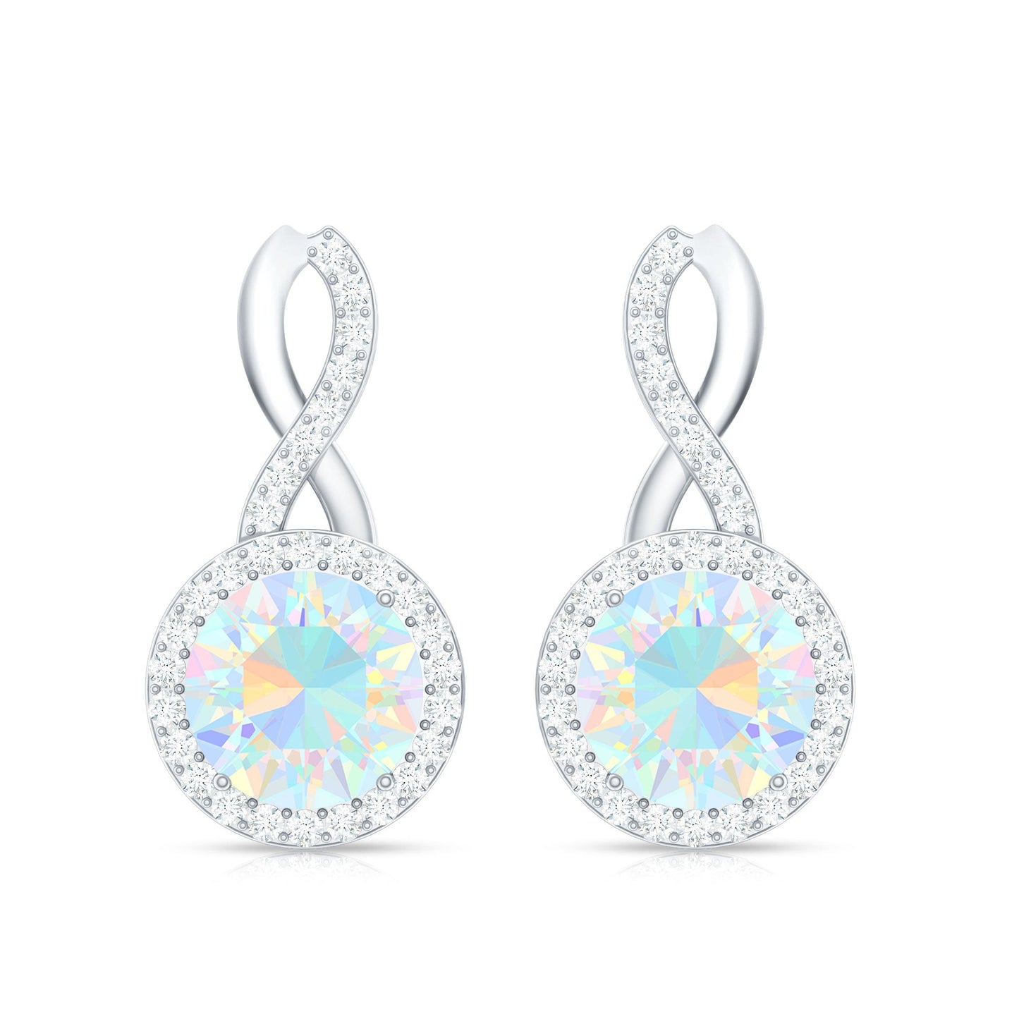 1 Carat Ethiopian Opal and Diamond Infinity Stud Earrings