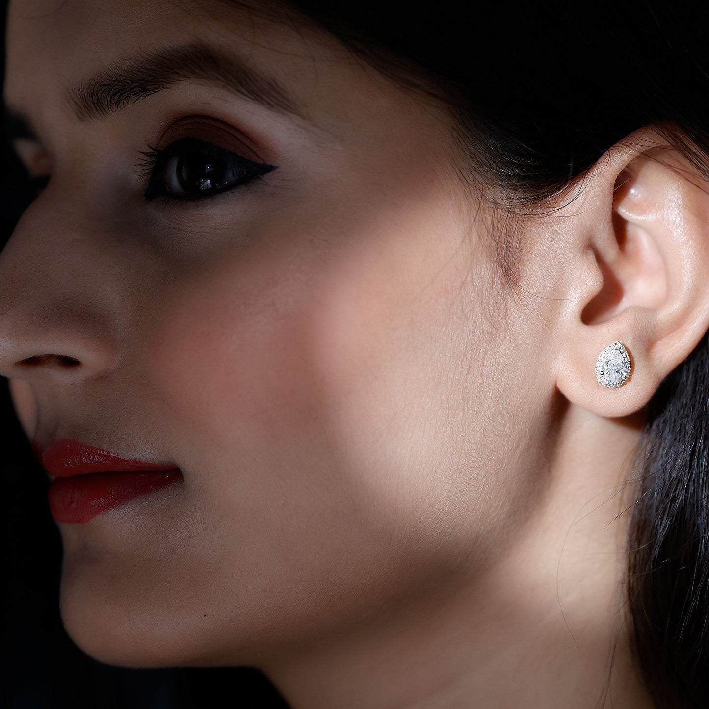 1.5 Carat Classic Moissanite Teardrop Stud Earrings with Halo