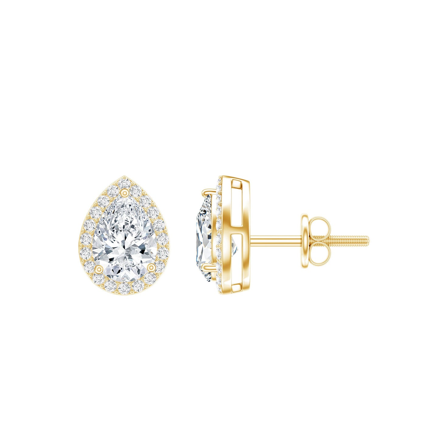 1.5 Carat Classic Moissanite Teardrop Stud Earrings with Halo