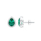 Lab Created Emerald Teardrop Stud Earrings with Diamond Halo