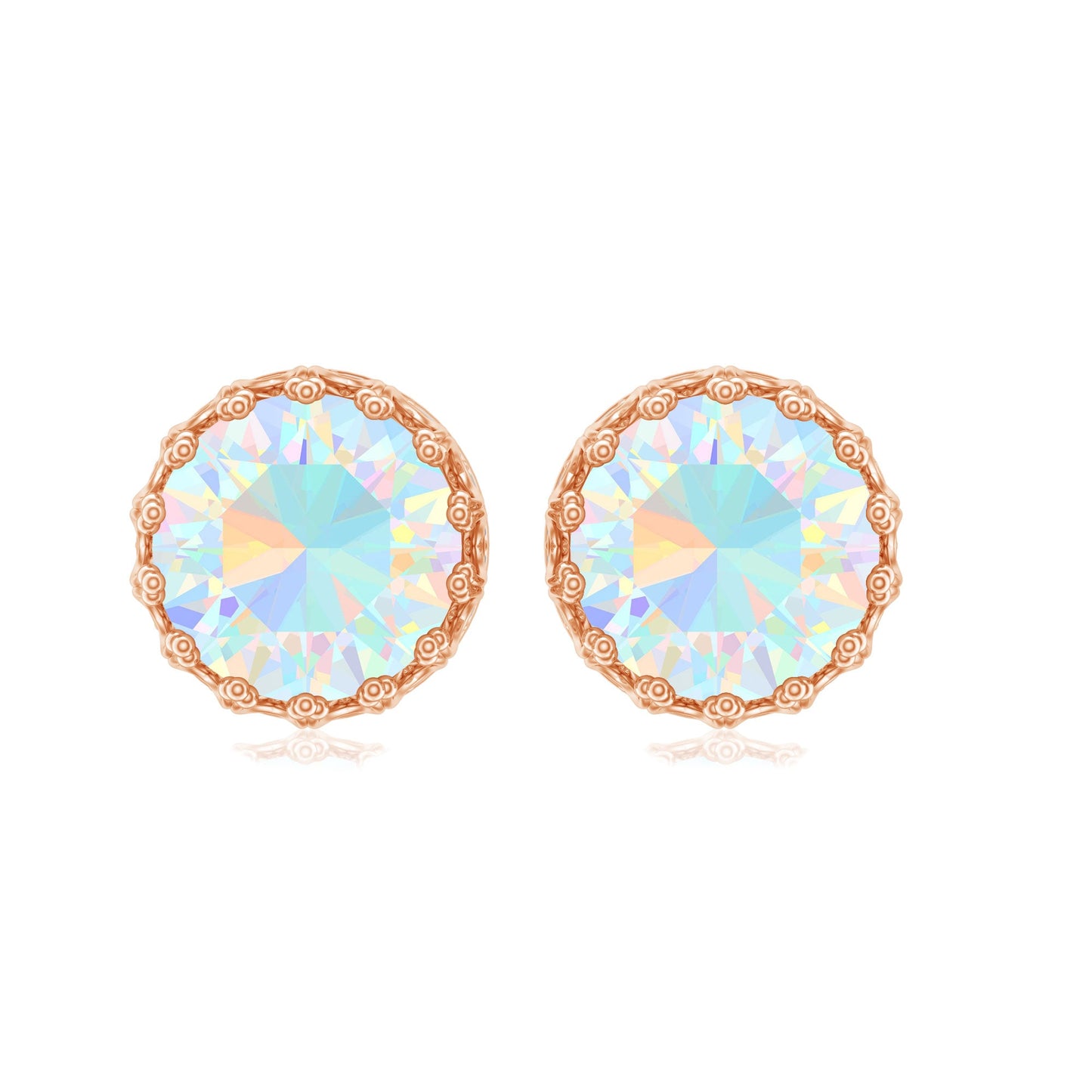Real Ethiopian Opal Crown Stud Earrings with Certificate