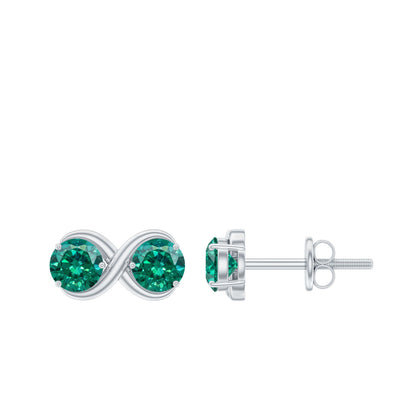Lab Grown Emerald Infinity Stud Earrings