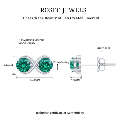 Lab Grown Emerald Infinity Stud Earrings
