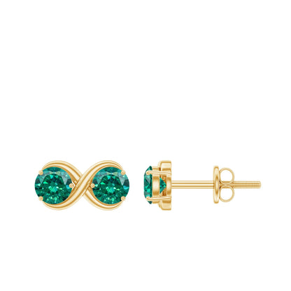 Lab Grown Emerald Infinity Stud Earrings