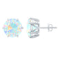 4 Carat Genuine Round Ethiopian Opal Solitaire Stud Earrings