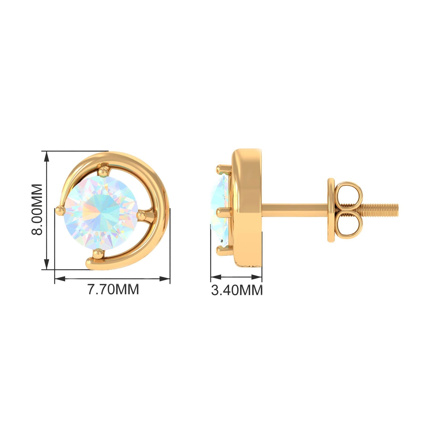 1 Carat Prong Set Ethiopian Opal Solitaire Stud Earrings