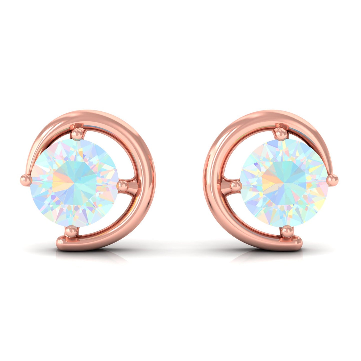 1 Carat Prong Set Ethiopian Opal Solitaire Stud Earrings