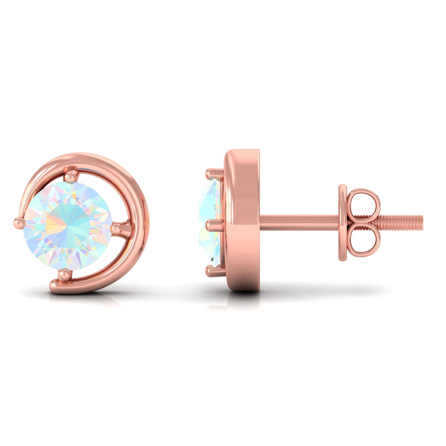1 Carat Prong Set Ethiopian Opal Solitaire Stud Earrings