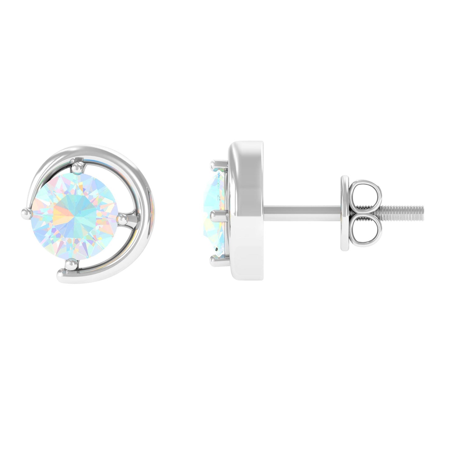 1 Carat Prong Set Ethiopian Opal Solitaire Stud Earrings