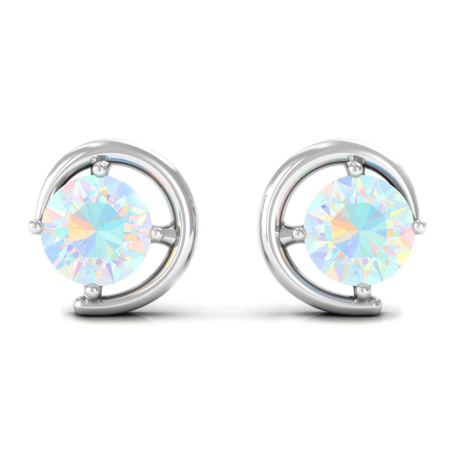 1 Carat Prong Set Ethiopian Opal Solitaire Stud Earrings