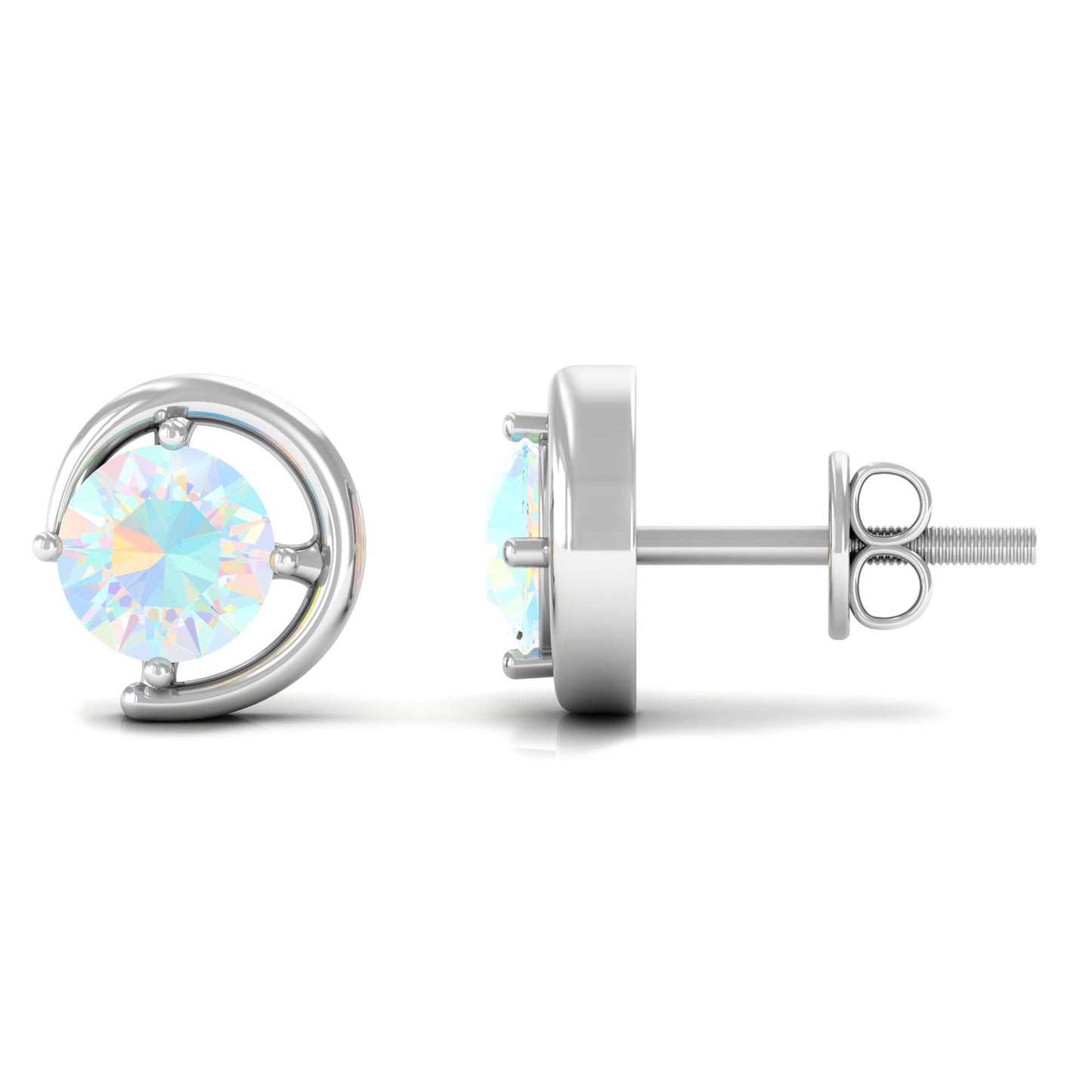 1 Carat Prong Set Ethiopian Opal Solitaire Stud Earrings