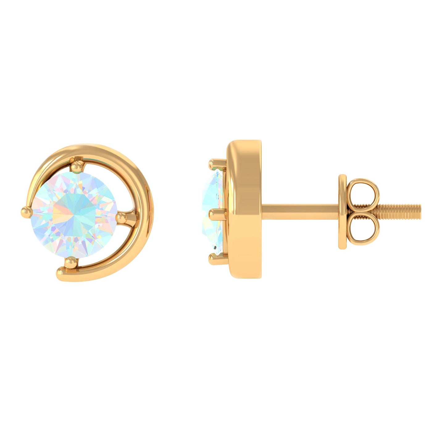 1 Carat Prong Set Ethiopian Opal Solitaire Stud Earrings